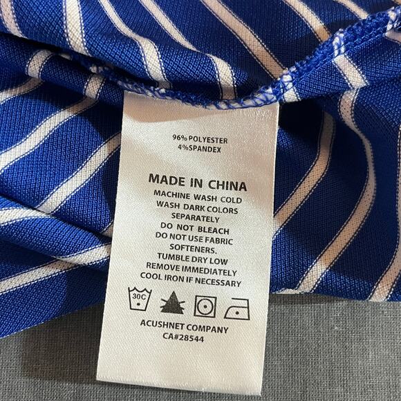 FootJoy Golf Polo Shirt Mens Large Blue White Striped Short Sleeve Outdoor - Picture 7 of 9